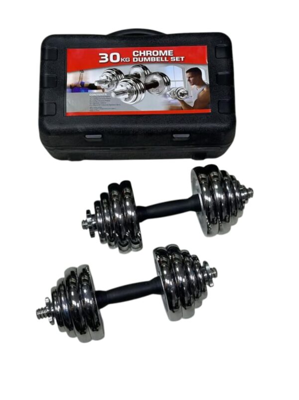 30Kg Chrome Cased Dumbbells Set