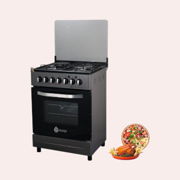 Nunix 60 by 60 3Gas plus 1 Electric Standing Cooker with Electric Oven