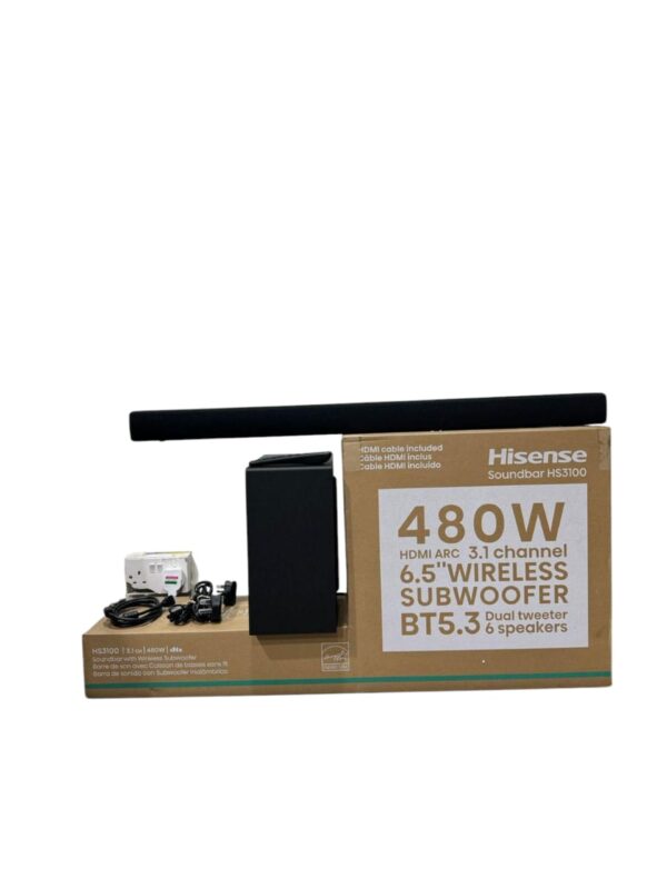 Hisense HS3100 3.1CH 480W Bluetooth-Enabled Sound Bar with Wireless Sub Woofer