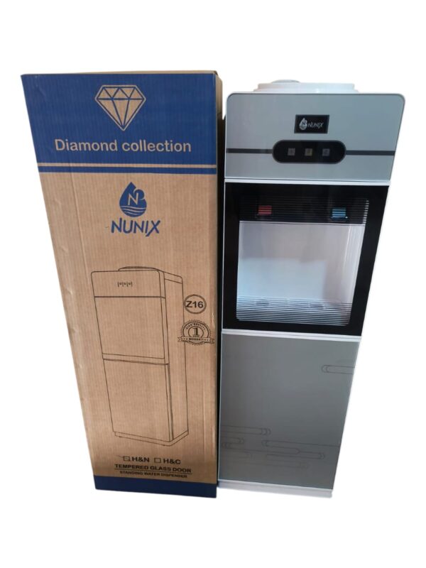 Z16C Nunix 3 Taps Hot Normal and Cold Water Dispenser- Tempered Glass Doors