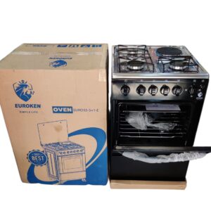 Euroken 50cm x 55cm standing cooker, 3 gas burners + 1 electric and electric oven