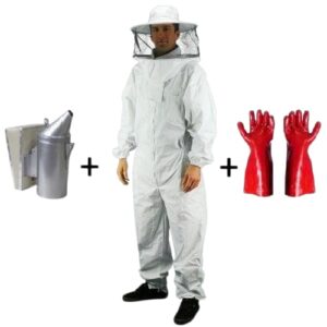 Full body beekeeping suit with protective veil and gloves